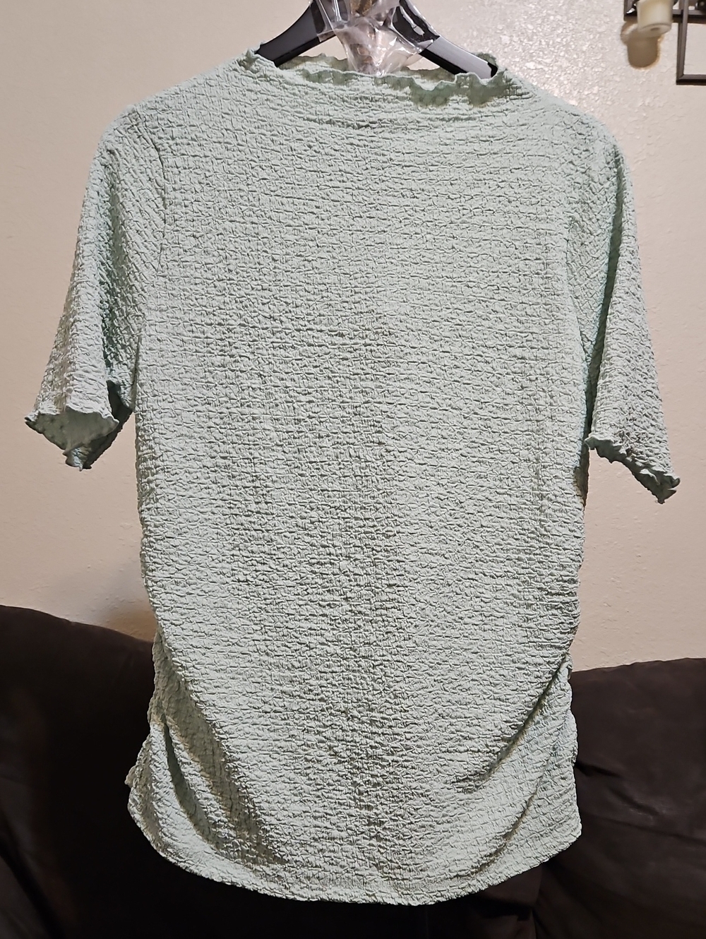 a new day Crinkled Short Sleeve Top in Mint